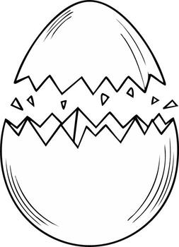 Broken Egg Shell Outline Sketch Graphic Illustration for Design Projects vector