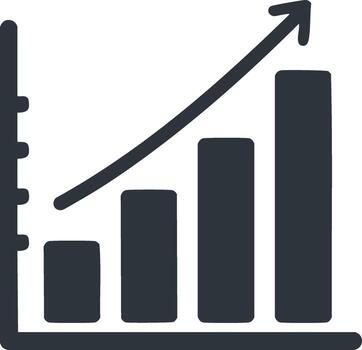 Simple Bar Chart Graph With Upward Trending Arrow Symbolizing Growth and Success vector