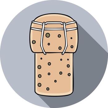 Champagne cork icon in flat design on a circle background with long shadow vector