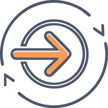 adelante flecha dentro un giratorio circular flecha icono para iniciar sesión y continuo proceso vector