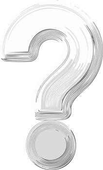 Stylized question mark with grayscale illustration in sketched art style vector