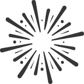 Starburst radiating design with lines and dots, abstract bursting graphic, ray decoration element, comic style vector