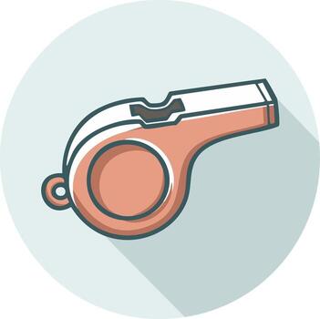 Peach and White Whistle Icon with Blue-Grey Circle Background and Drop Shadow vector