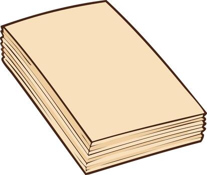 Stack of blank paper sheets in beige color, art style, isolated on white background vector