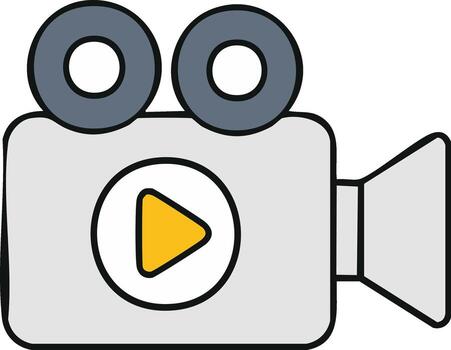 Cartoon camera icon with play button symbol for media and filmmaking concepts vector