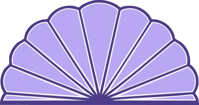Abstract purple fan design element with scalloped edges and geometric lines vector