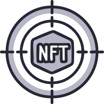 digital objetivo concepto con nft texto ilustración demostración descentralizado Finanzas icono vector