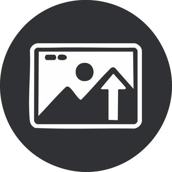 Upload Image Icon Showing Landscape and Up Arrow vector