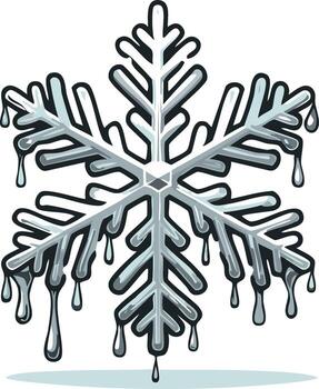 Illustrated snowflake with melting ice drips, design element for winter themes vector
