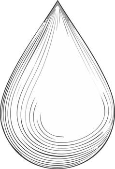 Stylized single water drop sketch with delicate line art and flowing curves vector