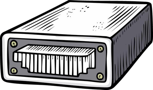 Ethernet Cable Connector Port RJ45 Network Connection Technology Illustration Drawing vector