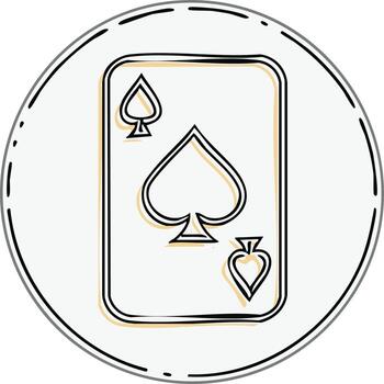 Hand drawn Ace of Spades playing card emblem within a circular frame vector