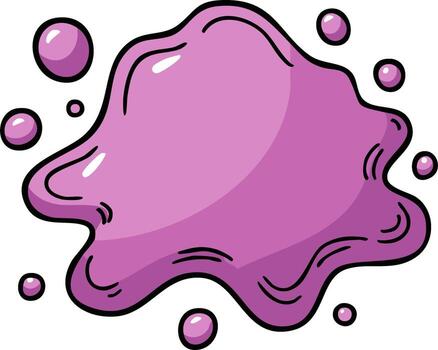 Blob of Lilac Fluid Abstract Cartoon Style Spot with Small Round Lilac Bubbles Scattered vector