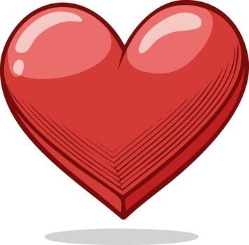 Stylized heart illustration featuring layered details and shadows for various design applications vector