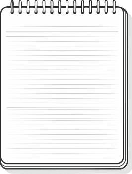 Blank lined spiral bound notebook for notes or ideas clean simple illustration vector