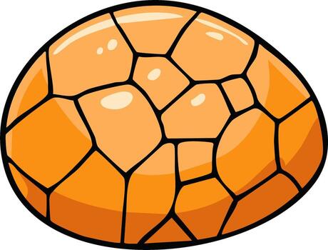 Cartoon illustration of an orange object with segmented abstract pattern and glossy appearance vector