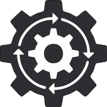 Gears in Motion Cycle a Symbolic depiction of system process, integration, and continual rotation vector