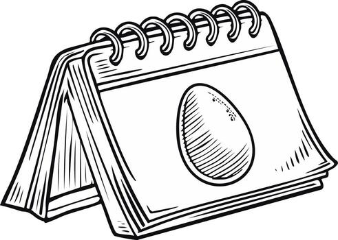 Hand drawn illustration of a spiral bound notepad with an egg on the page vector