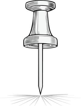 Isolated Drawing of Pushpin with Shadow on a White Background vector