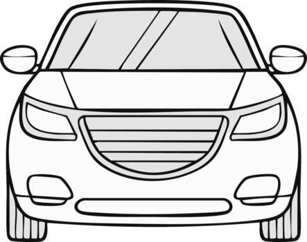 Sleek vehicle front view line art illustration emphasizing design elements for use vector
