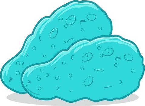 dos turquesa gotas con ojos y textura aislado en blanco vector