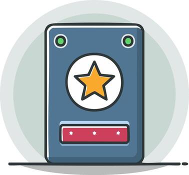 Blue Box Design Featuring Star and Rectangular Motif with Red Stars vector