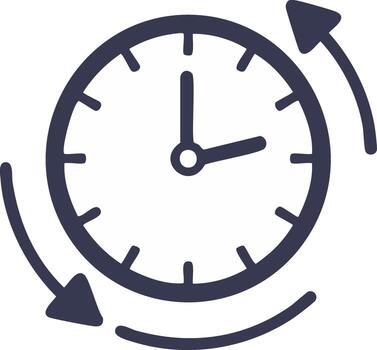 Clock with arrow showing time around the clock revolving clockwise vector