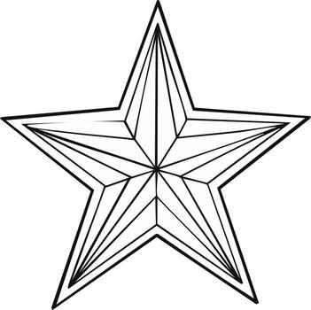 Faceted five-pointed star with geometric line art and 3D effect vector