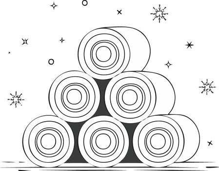 un apilar de rollos de baño papel es mostrado en esta colorante página vector