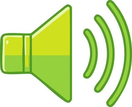 Green Speaker Icon with Sound Waves Emanating, a Stylized Representation of Volume and Audio Communication on Display vector