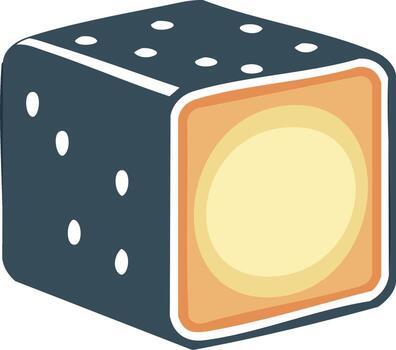 Isometric Dice Cube with Rounded Edge and Dots for Board Game, Flat vector