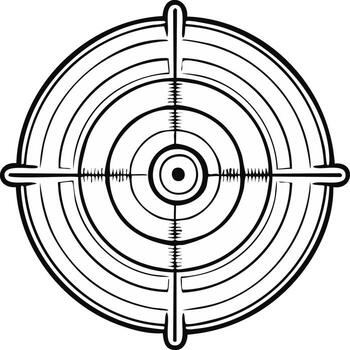 Target graphic with concentric circles and crosshairs, bullseye for aiming, precision and accuracy focus, illustration vector