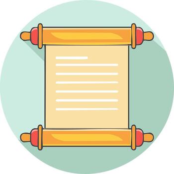 antiguo Desplazarse con texto y rojo y amarillo de madera rodillos y un ligero verde circulo antecedentes vector