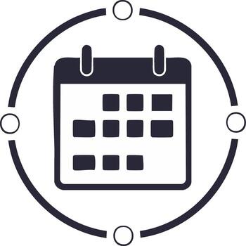 digital calendario calendario cita organizador con circular conexión y cuadrado fechas gráfico, evento planificación y día calificación vector