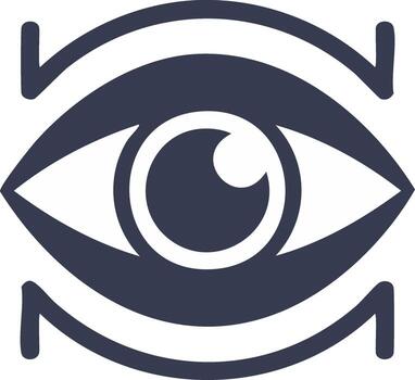 Stylized eye icon with dynamic lines indicating vision, refresh, and continuous sight vector