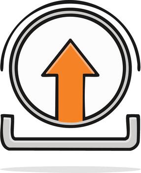 naranja flecha subir icono con circular frontera y base elemento vector