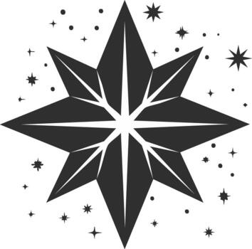 Decorative Starburst Design with Eight Points and Smaller Stars and Dots vector