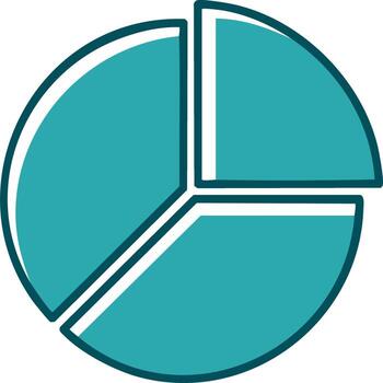 circular tarta gráfico con Tres segmentos en verde azulado color, datos visualización y negocio analítica concepto vector