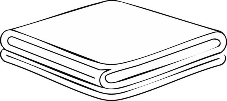 Folded fabric stack simple line art drawing isometric view vector