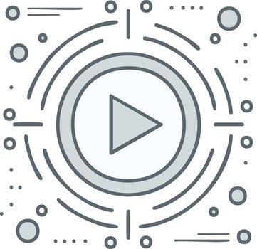 Abstract digital play button symbol with concentric circles and dots representing media vector