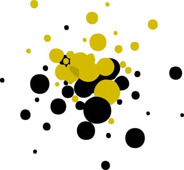 Abstract design of golden and black circles in dynamic arrangement vector