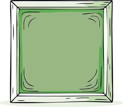 Green Square Artistic Frame in Clean White Border Hand-Drawn Style for Creative Presentations and Decorative Design vector