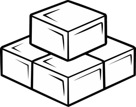 isométrica cubitos apilado contorno formas blanco y negro construcción edificio bloques geométrico sólido formas vector