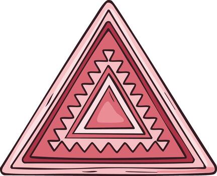 Geometric tribal pattern in shades of pink and red with concentric triangles and zigzags vector