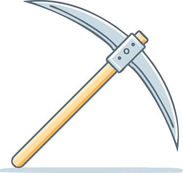 dibujos animados ilustración de un doble afilado pico herramienta para excavación y minería con de madera encargarse de y agudo metal cuchillas vector
