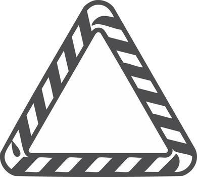 Warning sign, abstract hazard symbol. Triangle shape with striped edges, isolated design element vector