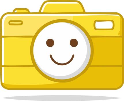 Smiling Yellow Camera Character with Simple Face Illustration vector