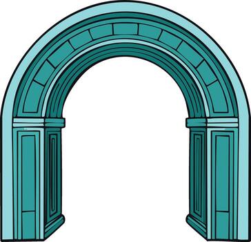 Teal Stone Archway Architectural Design Element Entryway or Gateway Structure Isolated vector