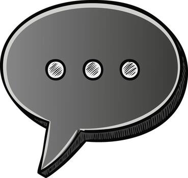 mano dibujado habla burbuja con elipsis icono para charla mensaje o conversacion vector