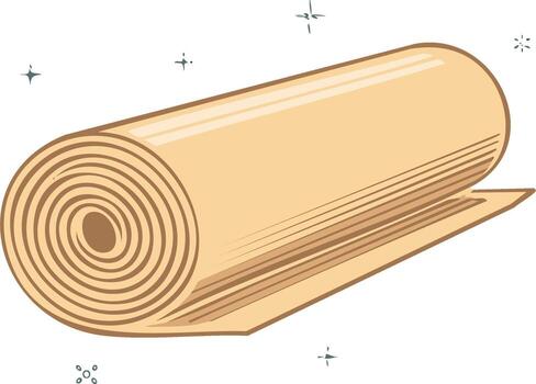 Rolled Up Sheet with Lines and Dotted Stars Simple Drawing on White vector